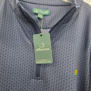 Peter Millar Navy Patterned Quarter-Zip Pullover